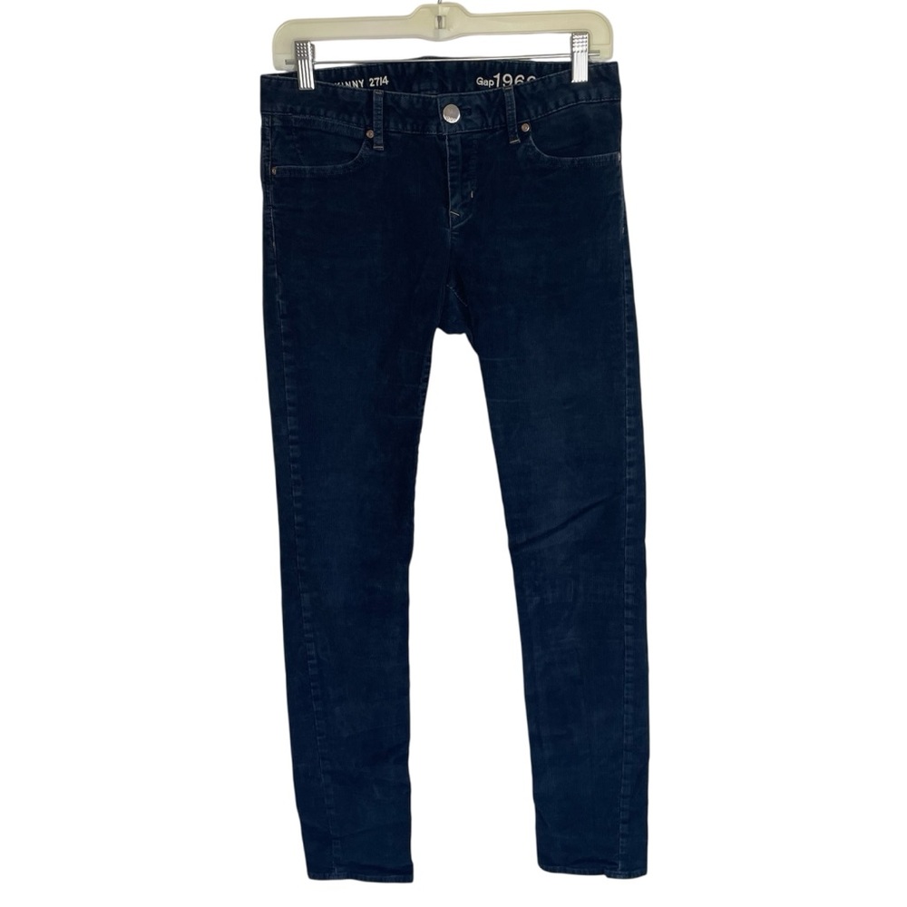 Gap Solid Dark Blue Mid Rise Always Skinny Corduroy  Pants